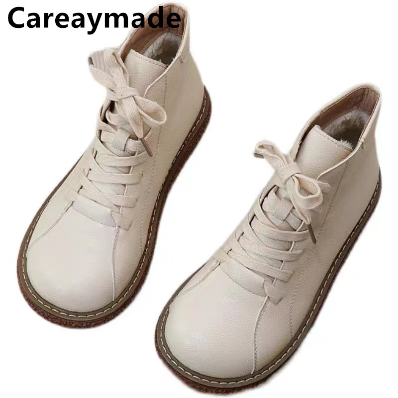 Women'S Shoes Big Feet - Careaymade-Vintage Lace Up boots women's short