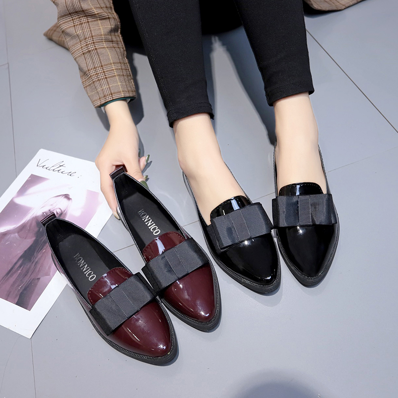 Black/ Wine Red Patent Leather - Women Shoes Loafers recension och pris