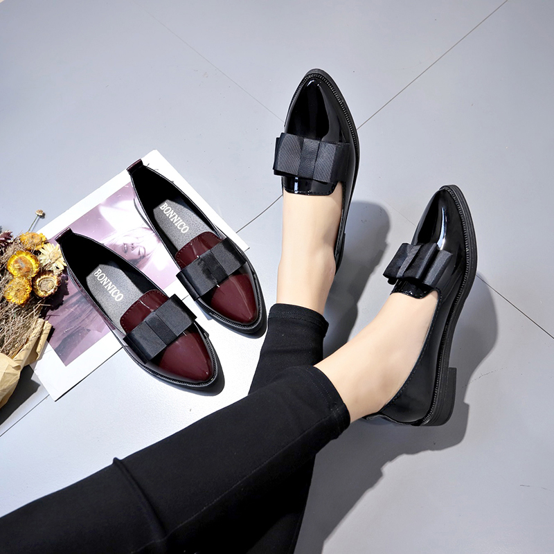 Black/ Wine Red Patent Leather - Women Shoes Loafers recension och pris
